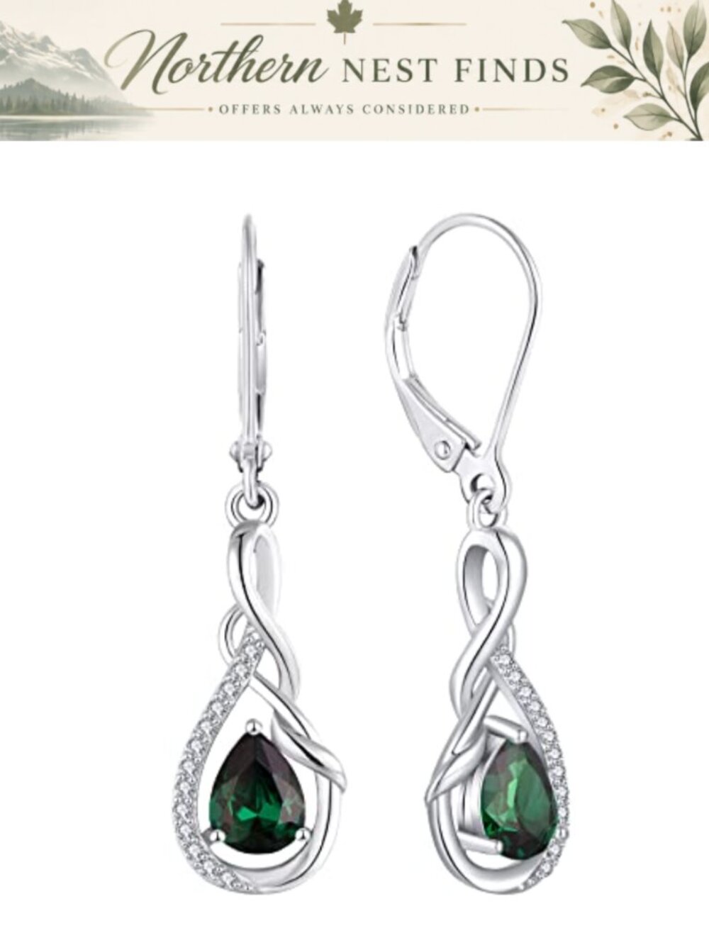 925 Sterling Silver Infinity Dangle Drop Earrings Birthstone Gift